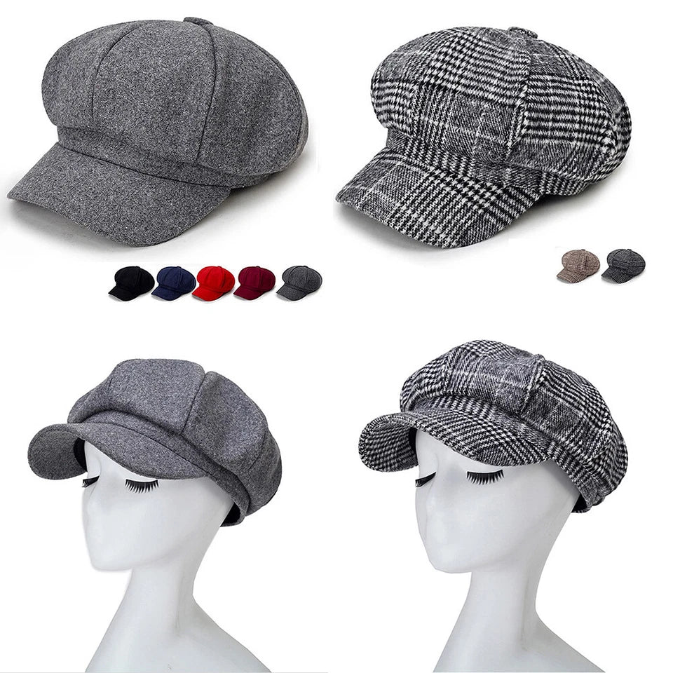 Women's Newsboy Cap – Vintage Baker Boy Cabbie Beret Flat Cap Warm Artist Style Fashion Hat