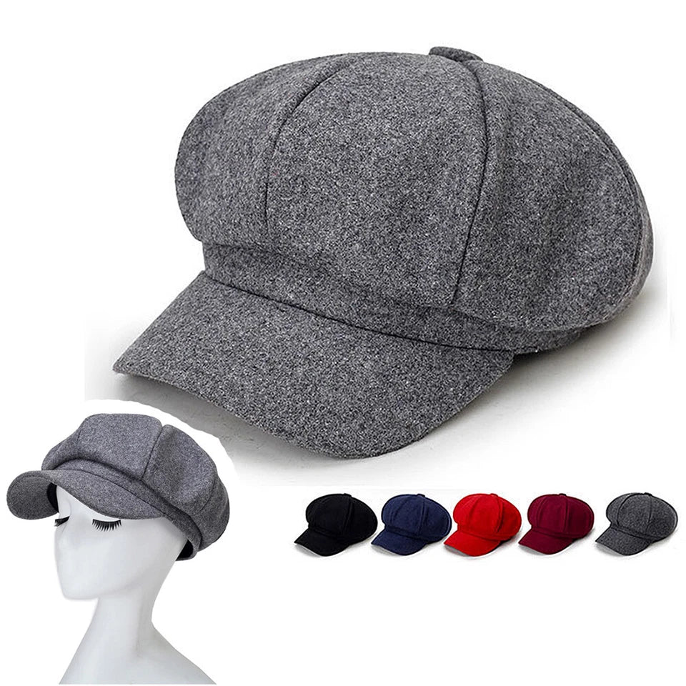 Women's Newsboy Cap – Vintage Baker Boy Cabbie Beret Flat Cap Warm Artist Style Fashion Hat