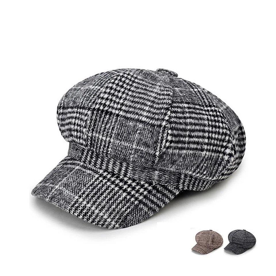 Women's Newsboy Cap – Vintage Baker Boy Cabbie Beret Flat Cap Warm Artist Style Fashion Hat