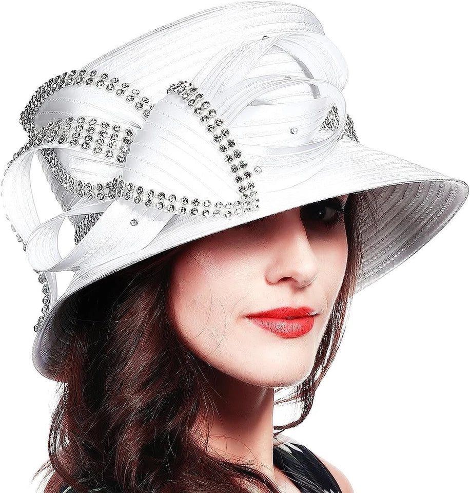Women's Kentucky Derby Church Hat – Elegant Wide Brim Dress Hat for Weddings, Tea Parties & Special Occasions (5 Colors)