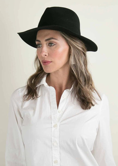 Martina Hat in Black – Classic Women's Wide Brim Fashion Hat for Casual, Travel & Outdoor Wear